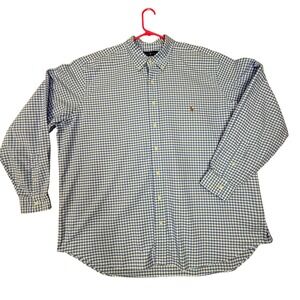 Ralph Lauren‎ 2XB Blue Gingham Check Button Down Long Sleeve Shirt